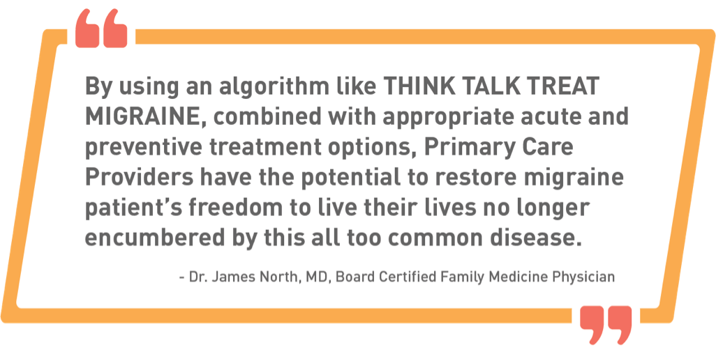 Quote from Board Certified Family Medcine Physician on using the THINK TALK TREAT Migraine algorithm
